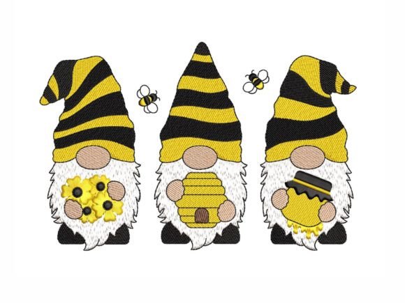 Bee Gnomes Embroidery Design