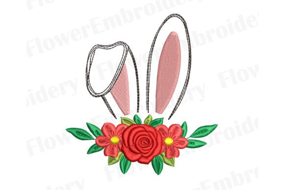 Floral Bunny Ears Embroidery Design