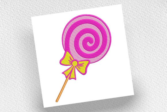Lollipop with Bow Embroidery Design