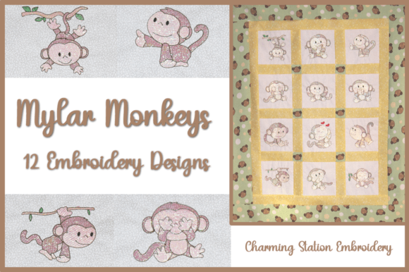 Mylar Monkeys Embroidery Design