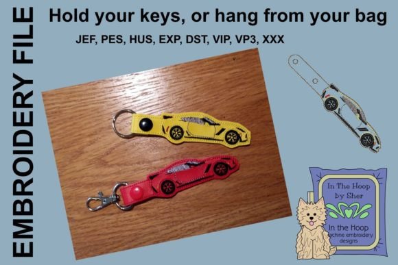 Sports Car Key Fob Embroidery Design
